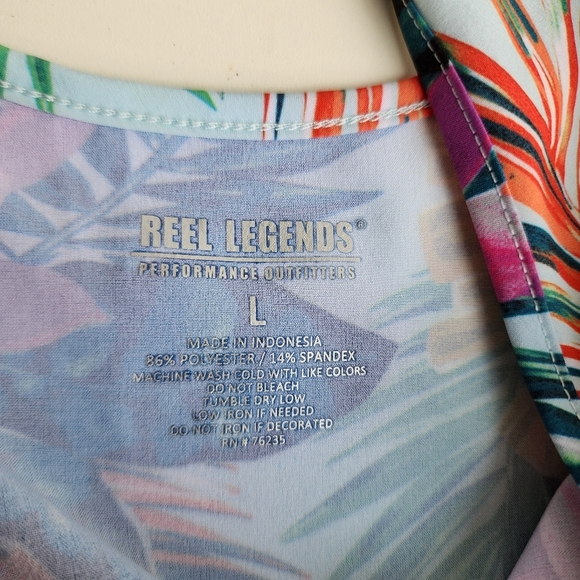 Reel Legends Women's Dress Multi Floral Tropical Pockets Stretch Multicolor Sz L - Picture 11 of 11